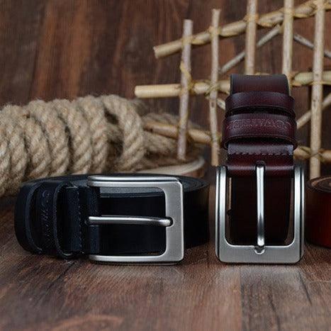 Elegante cinturón casual de cuero para hombre, modelo Goga moderno