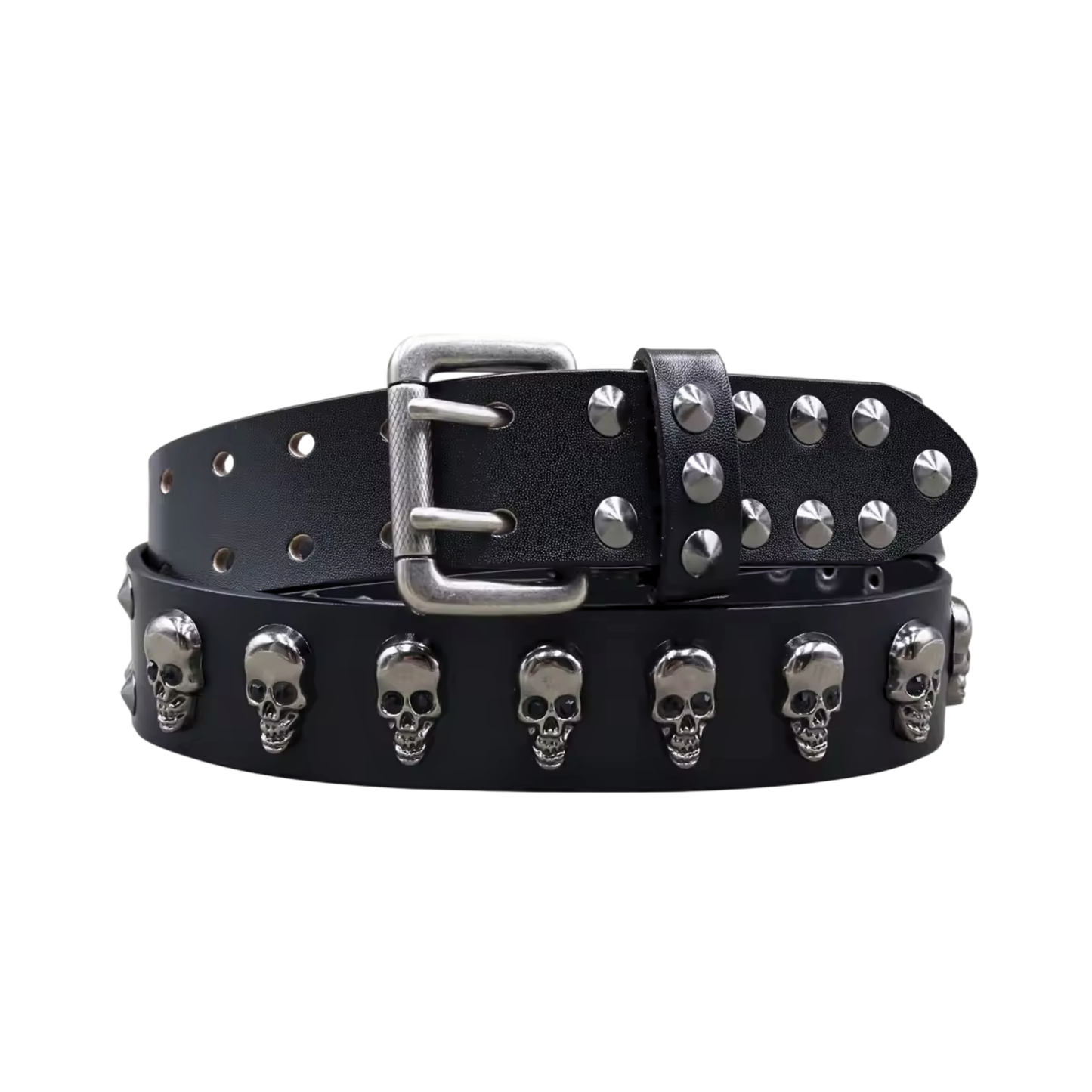 Cinturón de Remaches de Cuero Genuino para Hombre – Cinturón con Tachuelas de Calavera Punk y Animal, 3.8cm