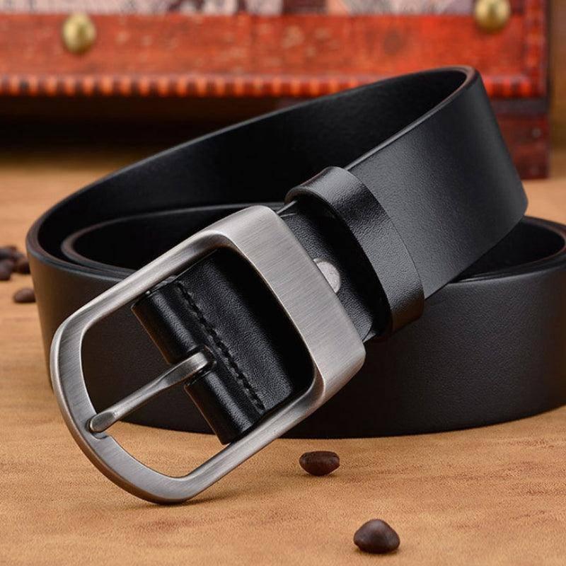Cinturón de Cuero para Hombre, Hebilla Mate, Estilo Retro