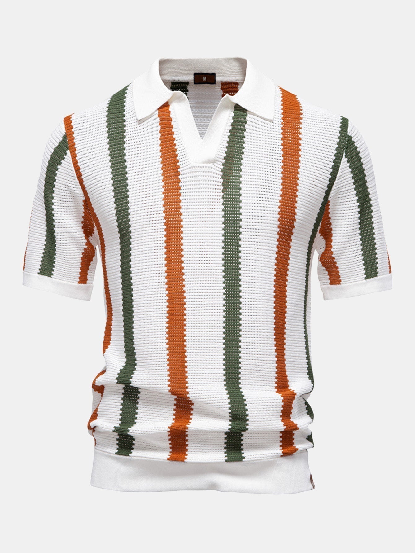 Polo de punto con cuello de pico y rayas