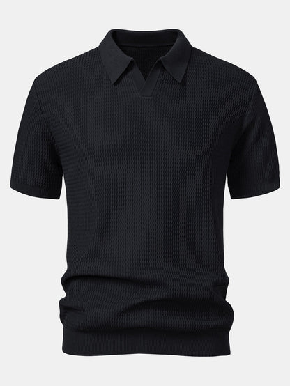 Polo con cuello en V de punto jacquard de olas