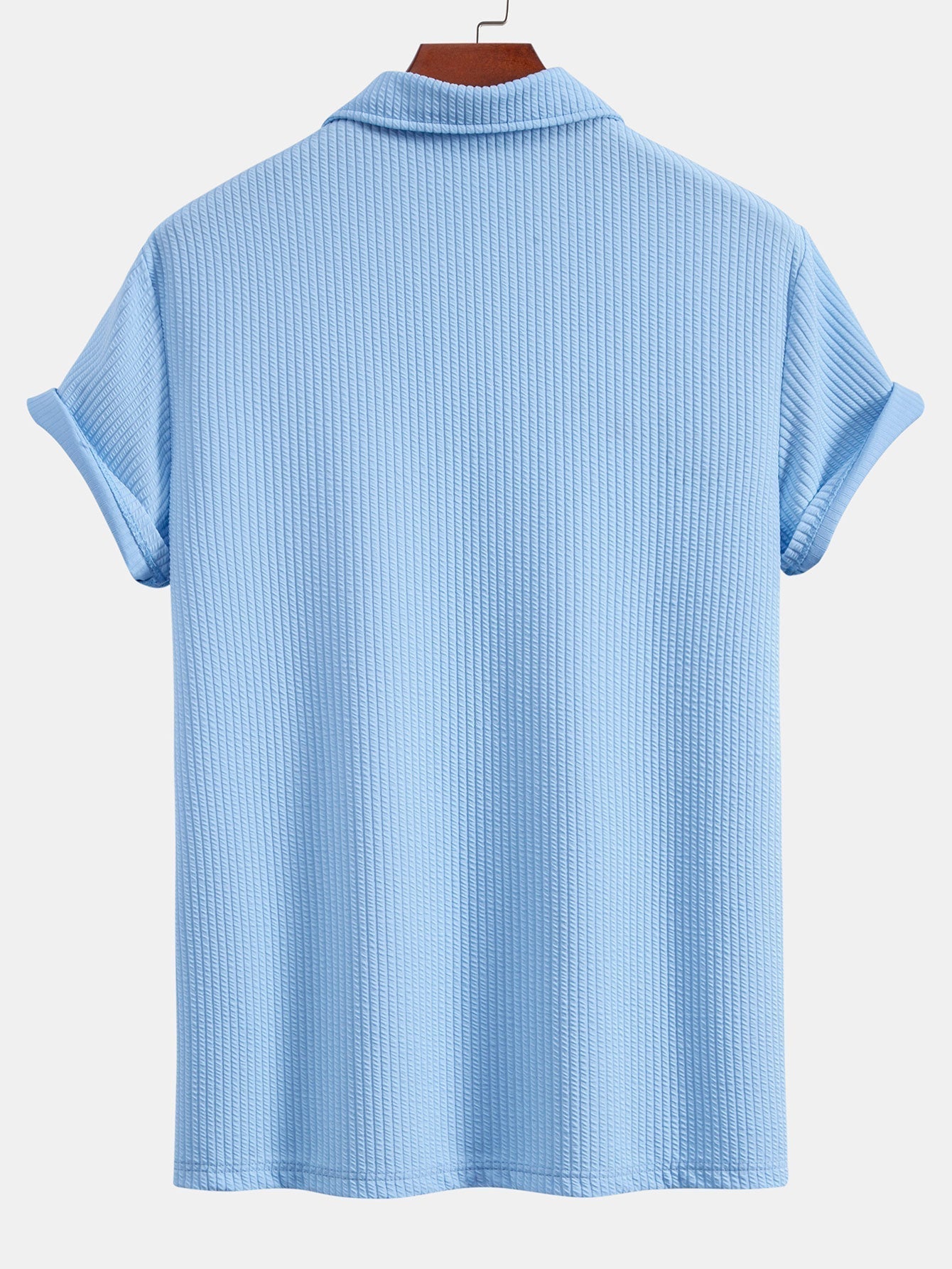 Textured V-Neck Polo & Shorts
