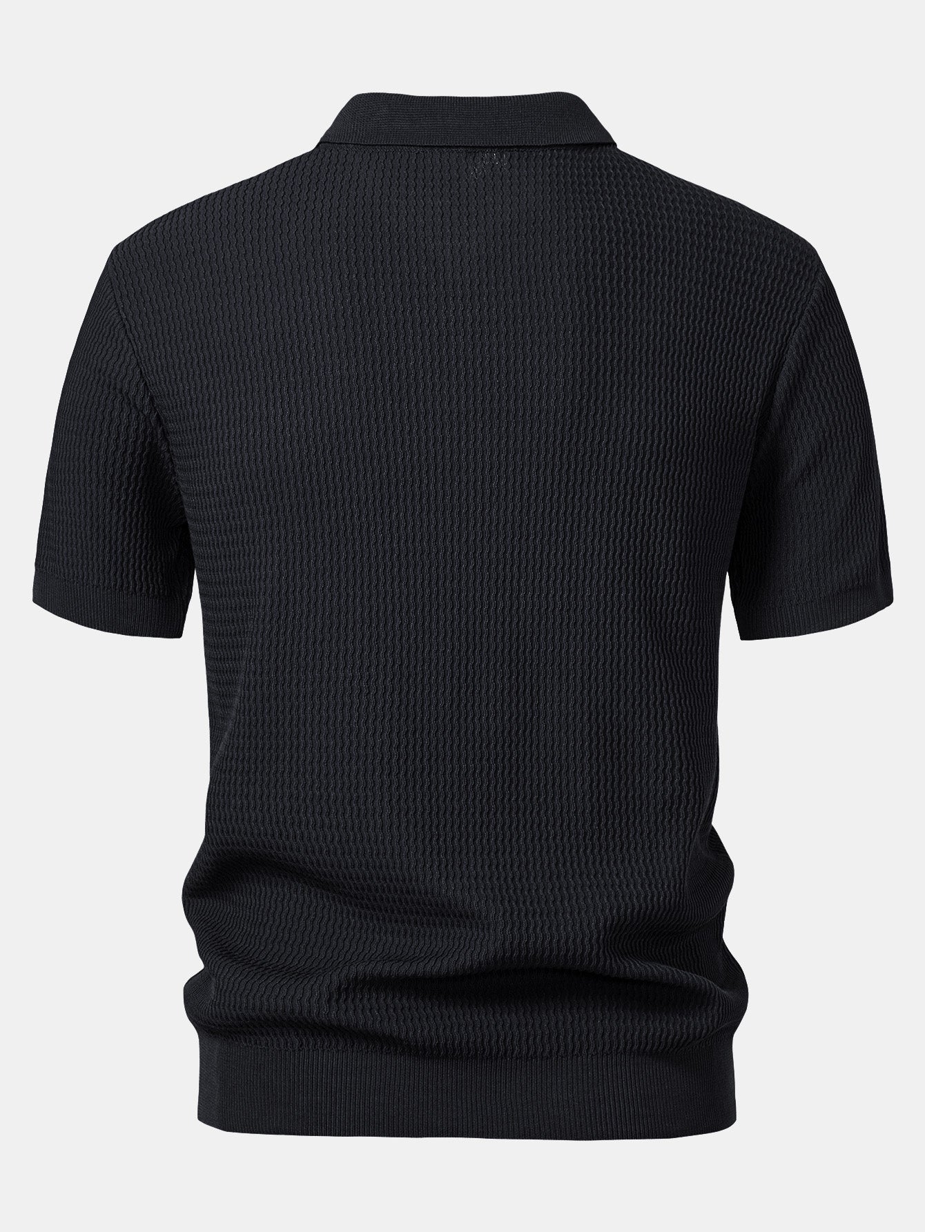 Polo con cuello en V de punto jacquard de olas