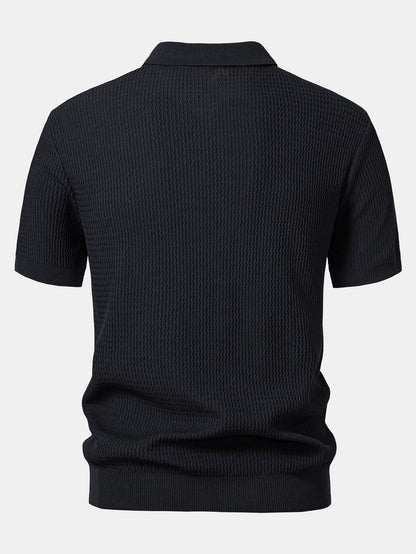 Polo con cuello en V de punto jacquard de olas
