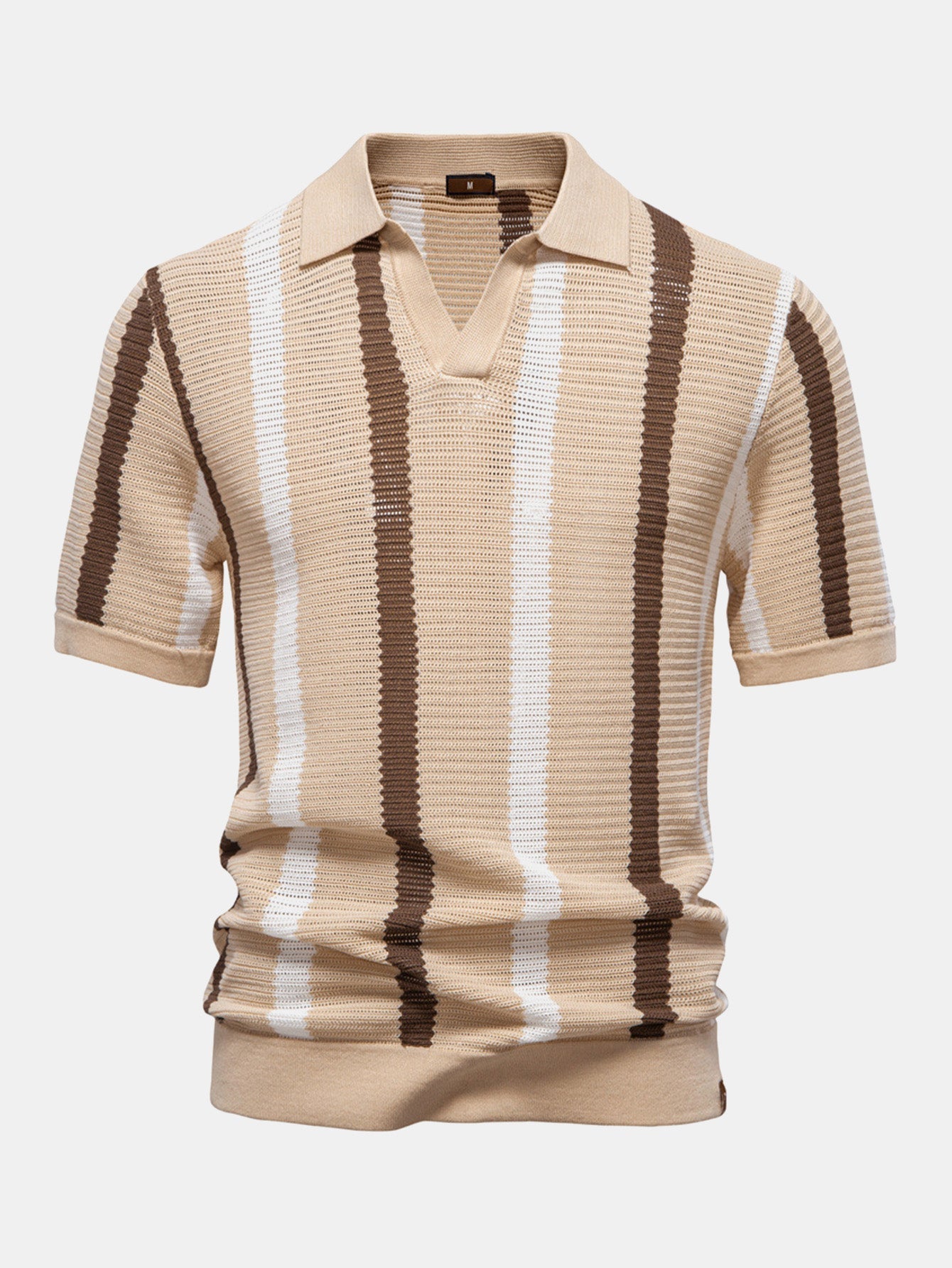 Polo de punto con cuello de pico y rayas