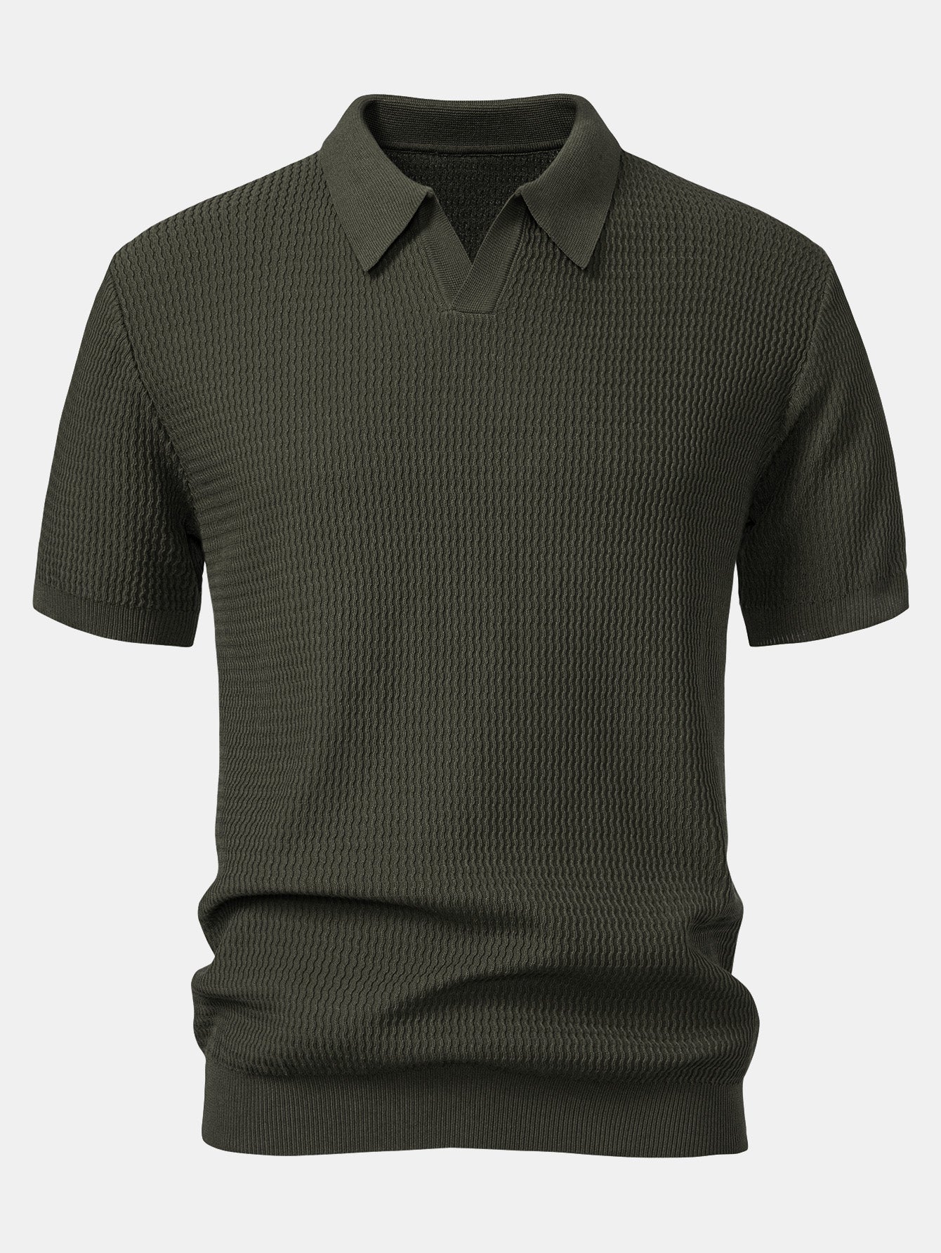 Polo con cuello en V de punto jacquard de olas