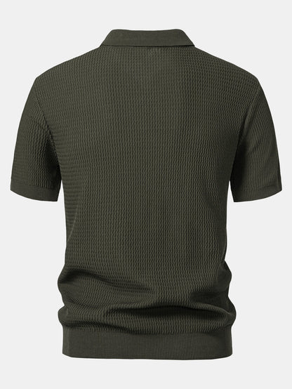 Polo con cuello en V de punto jacquard de olas