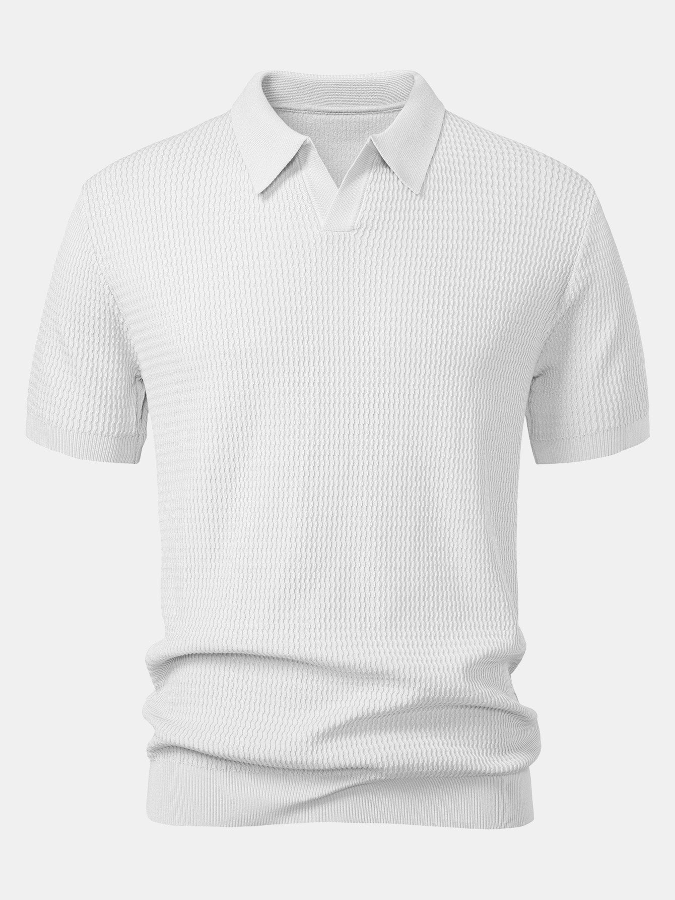 Polo con cuello en V de punto jacquard de olas