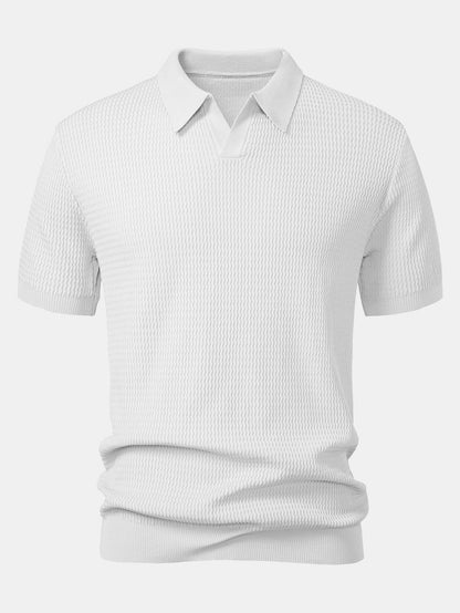 Polo con cuello en V de punto jacquard de olas