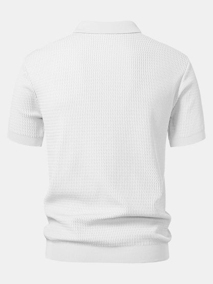 Polo con cuello en V de punto jacquard de olas