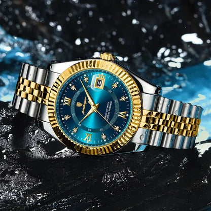 POEDAGAR GoldenStar - Reloj de 40 mm | Resistente al agua | Acero inoxidable