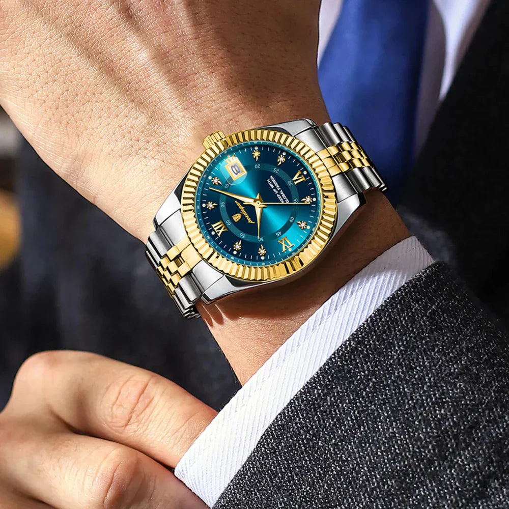 POEDAGAR GoldenStar - Reloj de 40 mm | Resistente al agua | Acero inoxidable
