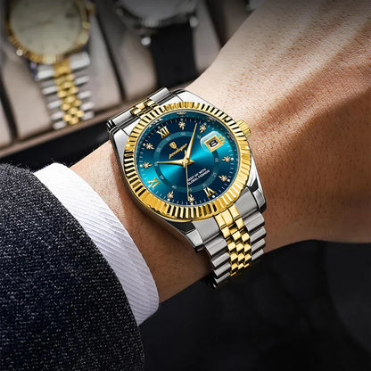 POEDAGAR GoldenStar - Reloj de 40 mm | Resistente al agua | Acero inoxidable