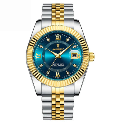 POEDAGAR GoldenStar - Reloj de 40 mm | Resistente al agua | Acero inoxidable