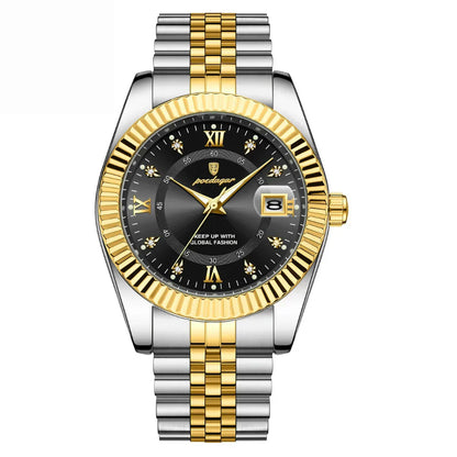 POEDAGAR GoldenStar - Reloj de 40 mm | Resistente al agua | Acero inoxidable