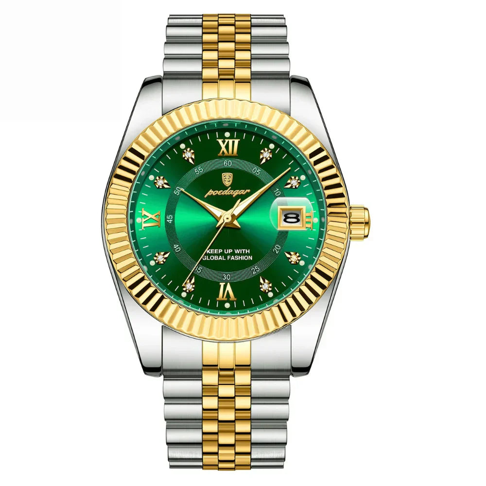 POEDAGAR GoldenStar - Reloj de 40 mm | Resistente al agua | Acero inoxidable