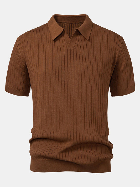 Polo de punto a rayas con cuello en V