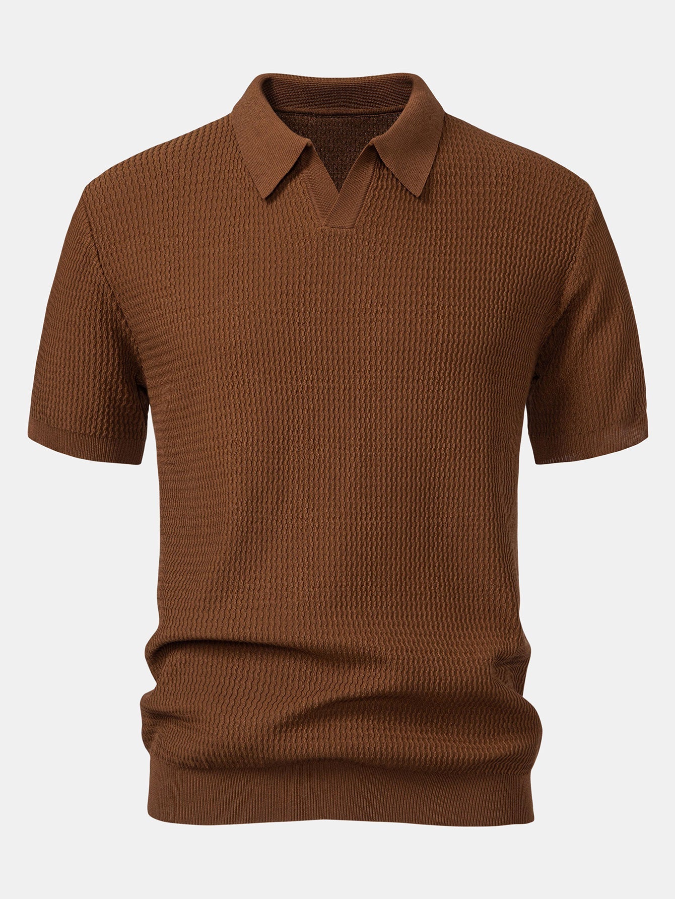 Polo con cuello en V de punto jacquard de olas