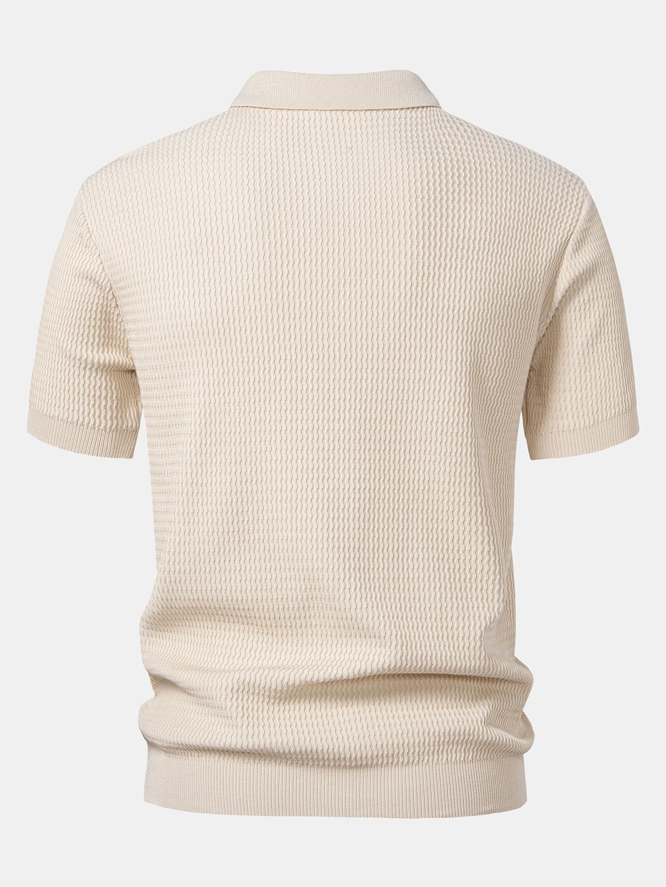 Polo con cuello en V de punto jacquard de olas