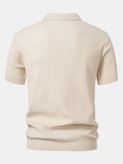 Polo con cuello en V de punto jacquard de olas