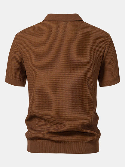 Polo con cuello en V de punto jacquard de olas