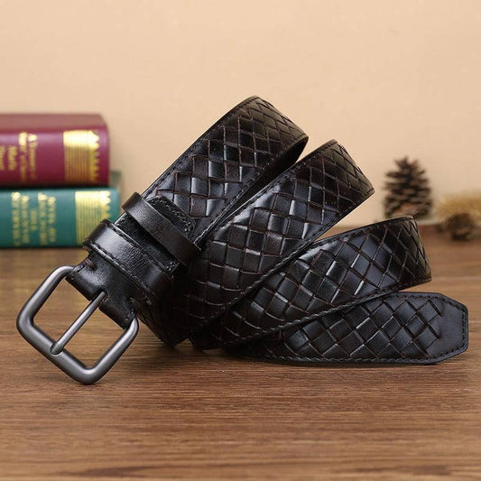 Cinturón trenzado informal de cuero, modelo Anatol para hombre