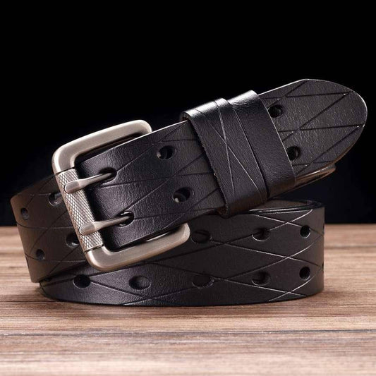 Cinturón de cuero de doble hebilla personalizado, modelo Svetunia