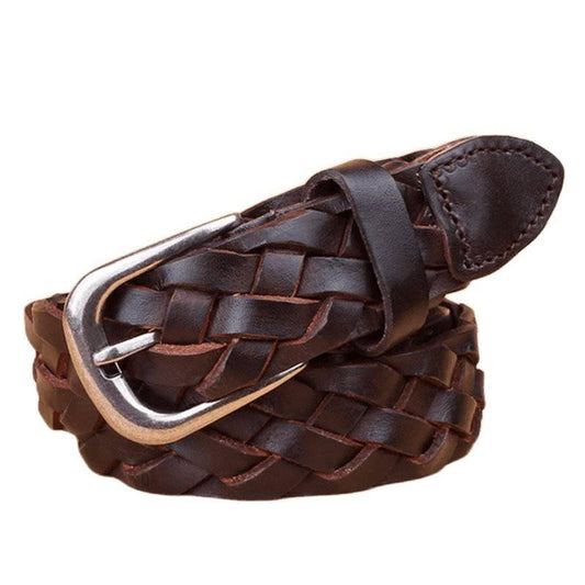 Cinturón de piel trenzada de diseño para hombre, modelo Masui