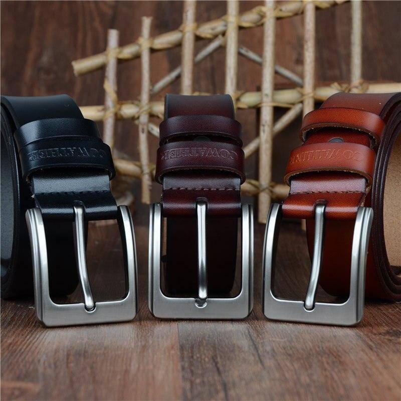 Elegante cinturón casual de cuero para hombre, modelo Goga moderno