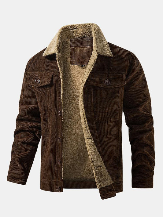 Chaqueta de pana de algodón con forro de felpa sherpa