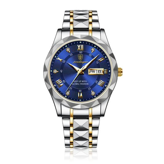 POEDAGAR Reloj de acero luminoso de 40 mm - Resistente al agua | Acero transferido
